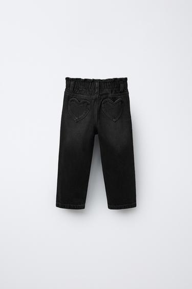 JEAN PAPERBAG POCHES CŒUR - Noir de Zara - Image 1