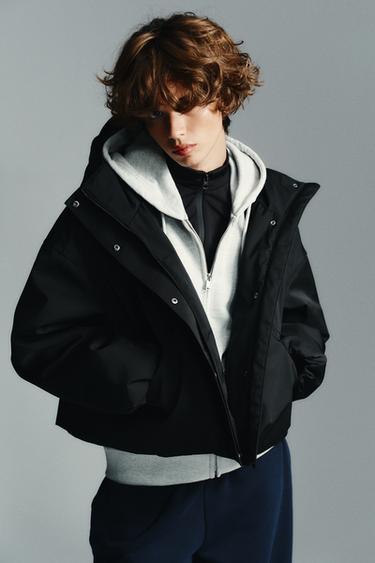 WATER-REPELLENT WINDPROOF HOODED JACKET - Black by Zara - Image 5