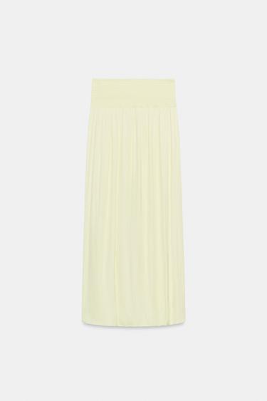 LONG SATIN SKIRT WITH VENT - Pastel yellow by Zara - Image 5