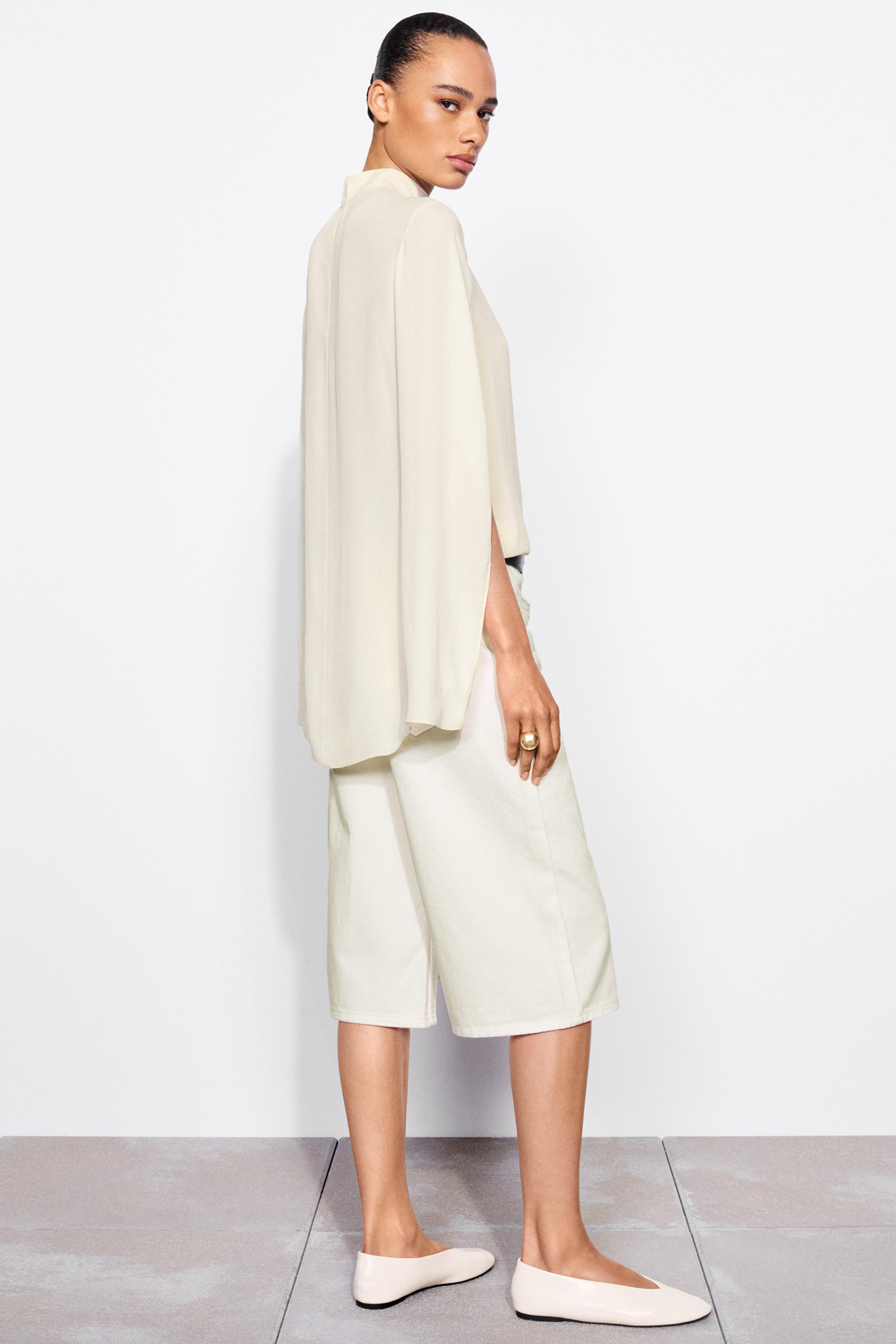 ZW COLLECTION CAPE SHIRT WITH VENTS — Ecru