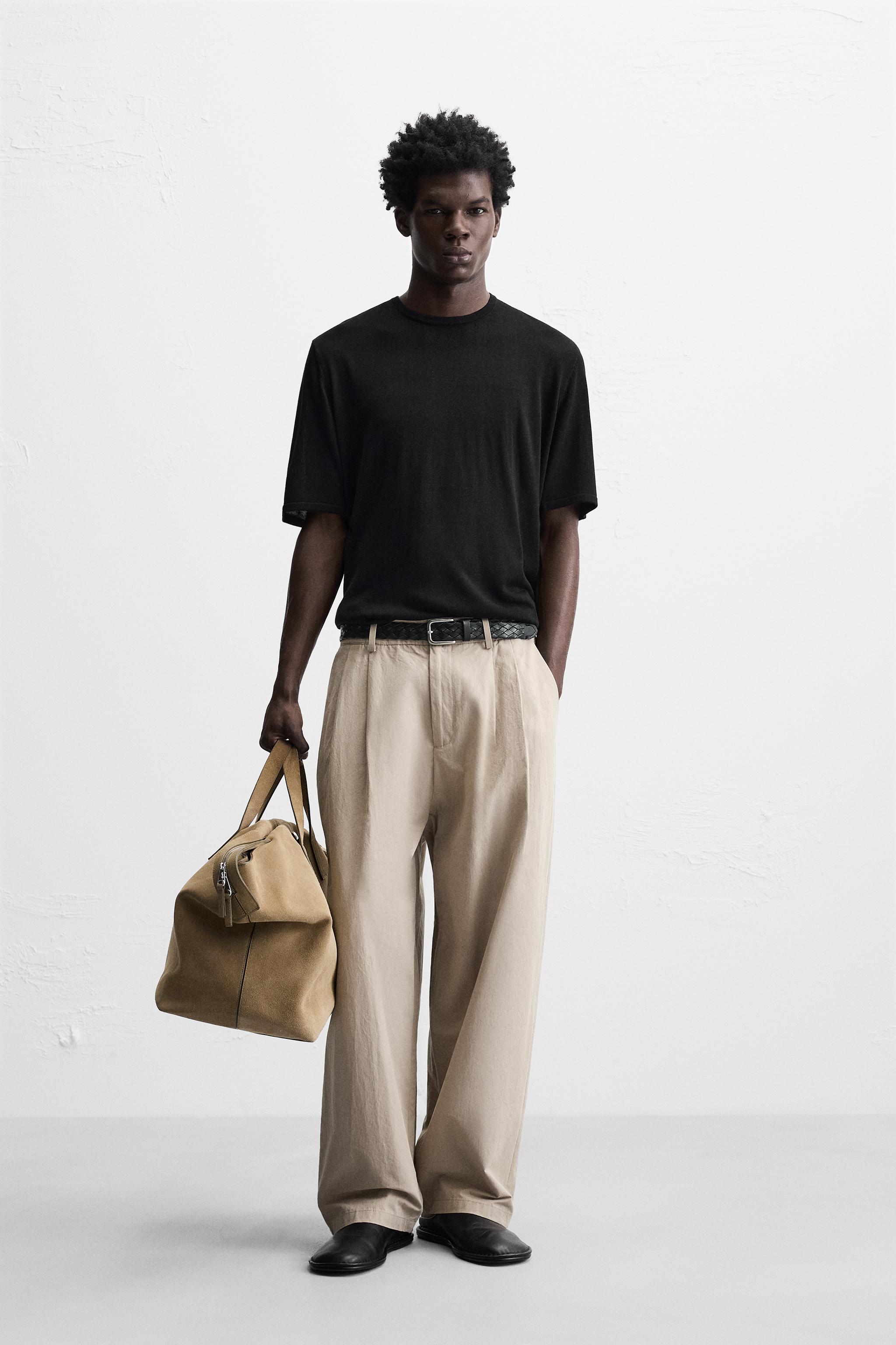 ★ドイツ発*ZARA*新作*リバースエフェクトニットTシャツ/PALE★ ウォッシュ加工プリントニットTシャツ - パールグレー | ZARA