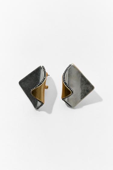 Zara CONTRASTING SPARKLY EARRINGS - Gold / Silver