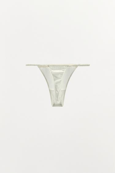 TANGA SOIE ET DENTELLE - Écru de Zara - Image 5