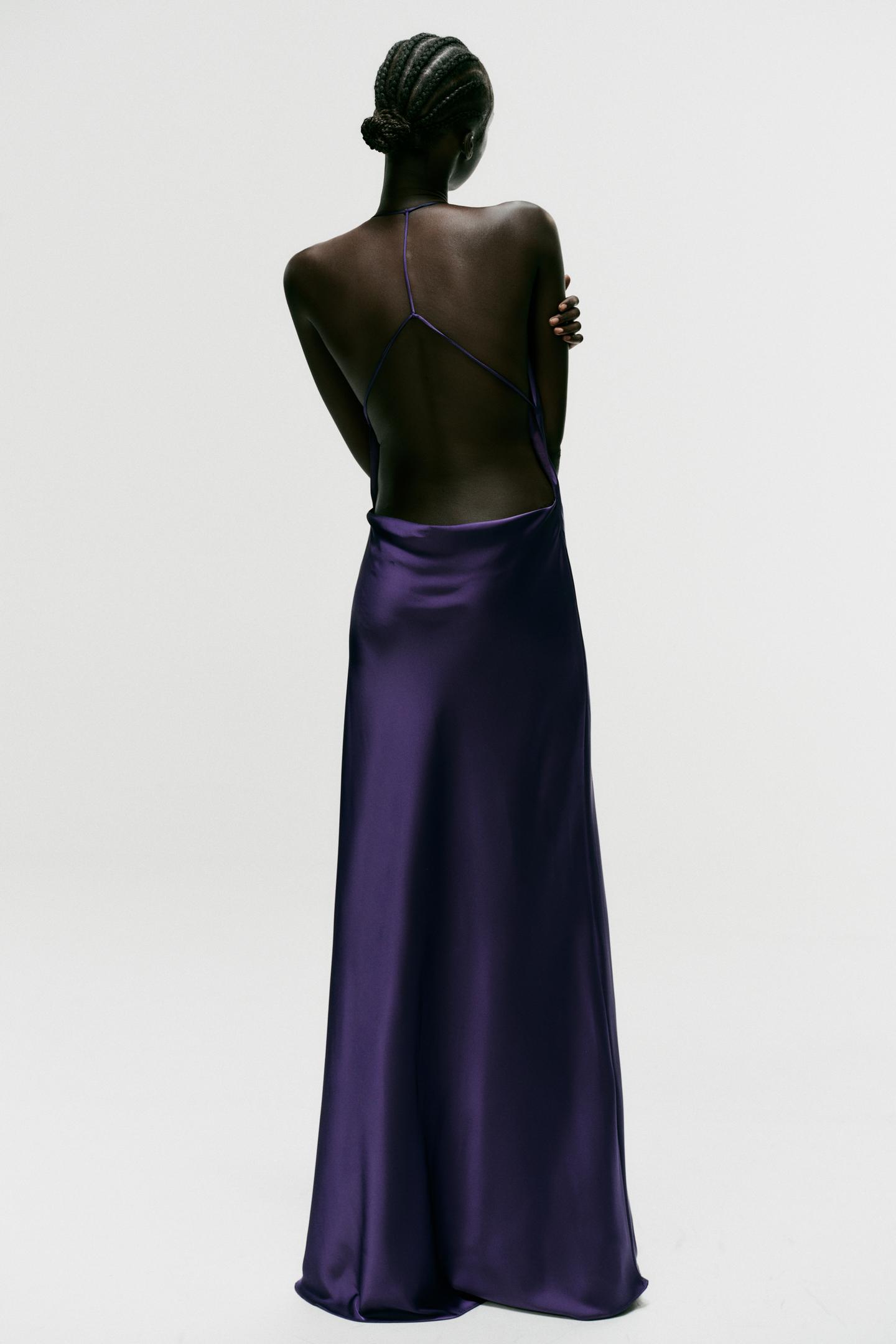 Женское платье Zara Satin Maxi, цвет: Фиолетовый — фото 5