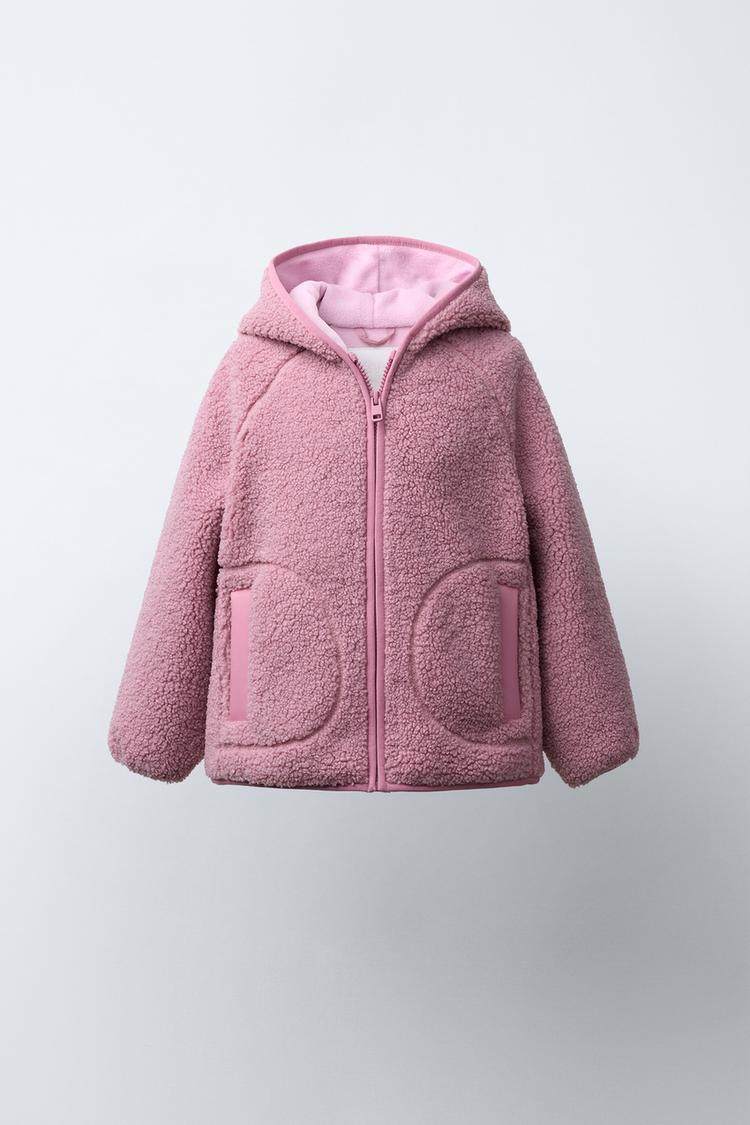 VESTE EFFET MOUTON À CAPUCHE Rose ZARA Canada