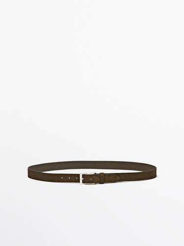 Zara Plush nappa leather belt - Khaki