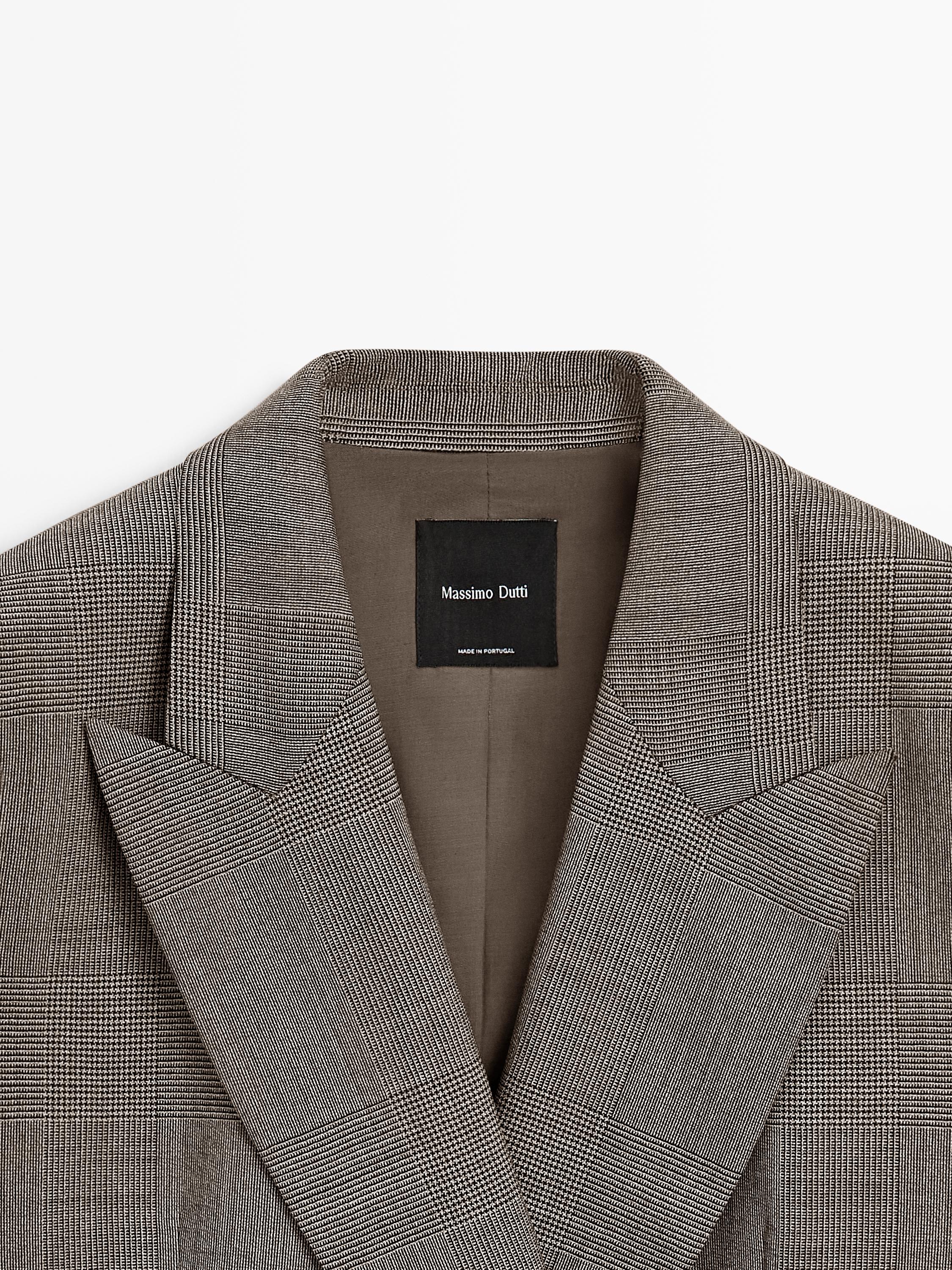 Check wool suit blazer