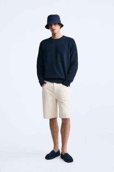 REGULAR FIT DENIM BERMUDA SHORTS - Oyster-white by Zara - Image 0