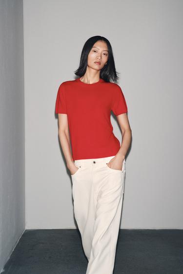 PULL 100 % CACHEMIRE MANCHES COURTES - Rouge de Zara - Image 4