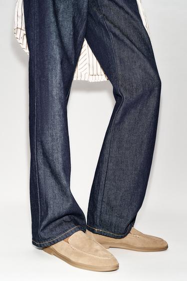 SPLIT SUEDE LOAFERS — Sandy Brown 2