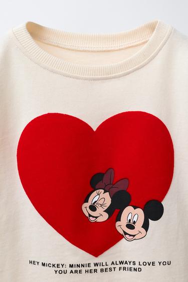 T-SHIRT CŒUR FLOQUÉ MICKEY AND MINNIE MOUSE © DISNEY - Blanc cassé de Zara - Image 2
