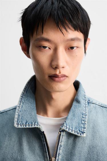 DENIM ZIP-UP SHIRT - Light blue by Zara