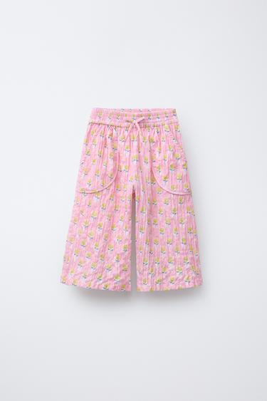 PANTALÓN CULOTTE ESTAMPADO FLORES - Rosa de Zara