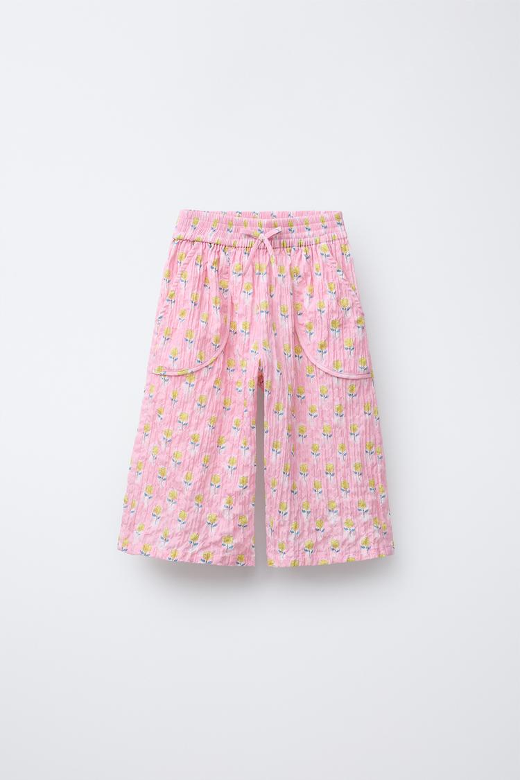 PANTALONI CULOTTE STAMPATI A FIORI Rosa ZARA Italia Italy