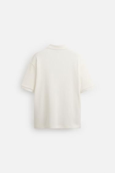 POLO STRUCTURÉ EN MAILLE CÔTELÉE - Écru de Zara - Image 6