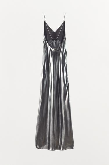 LONG METALLIC DRESS - Silver by Zara - Image 6