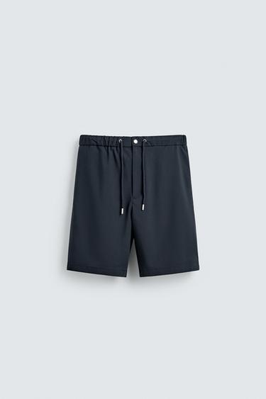 RELAXED FIT TECHNICAL BERMUDA SHORTS - Blue by Zara