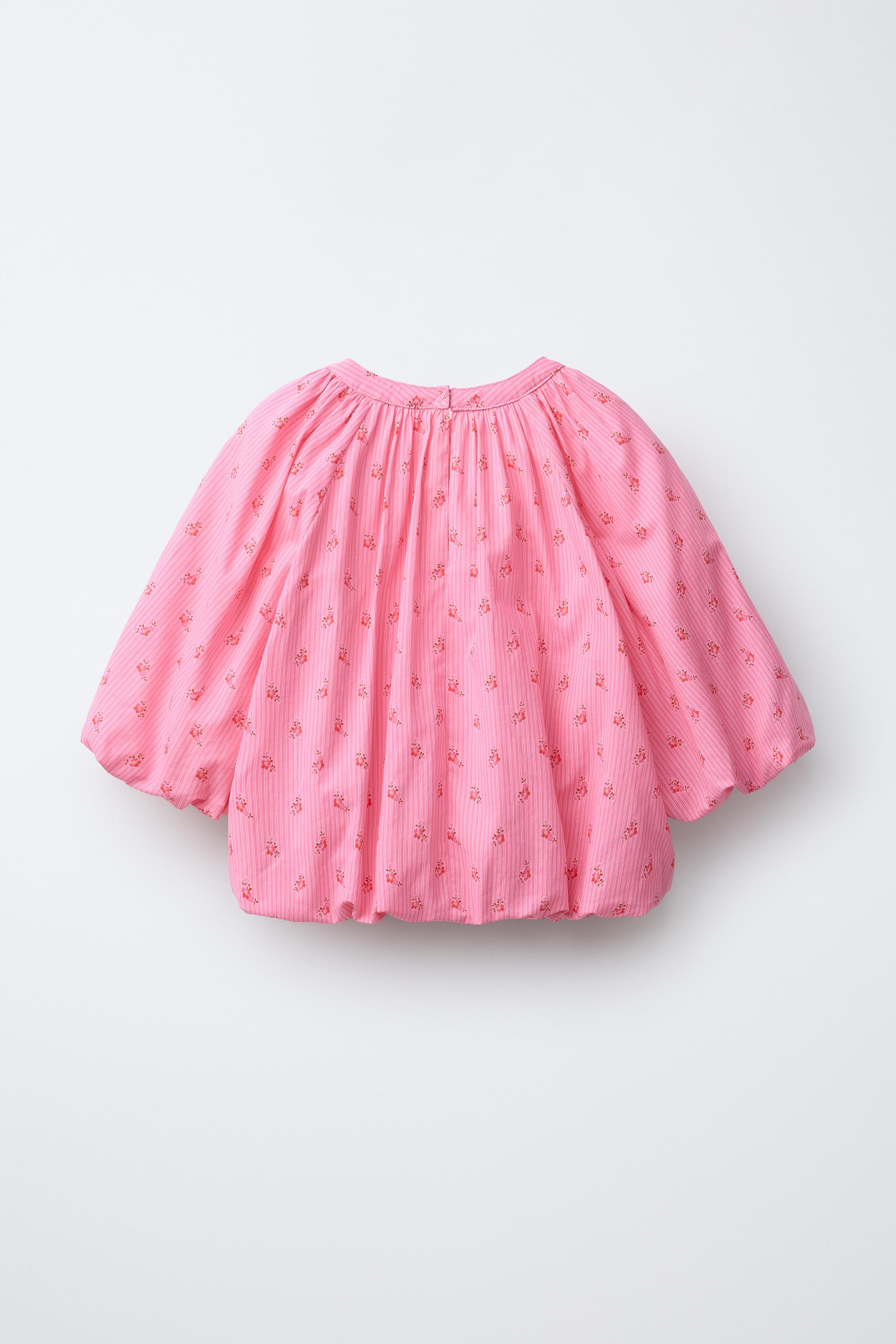 FLORAL PUFFED BLOUSE — Pink (alternate view)