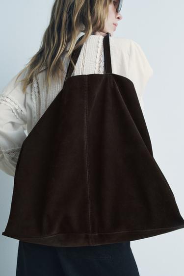 SUEDE MAXI TOTE BAG - Brown by Zara