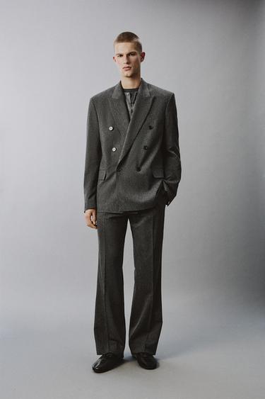 Zara PINSTRIPE SUIT PANTS - Gray