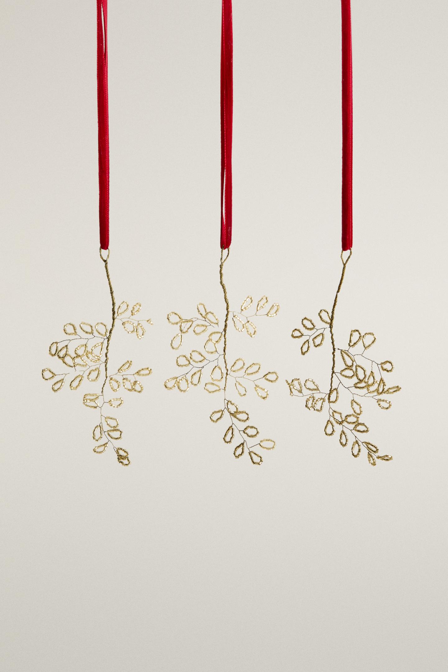 Ёлочные украшения Zara Branch Christmas Tree Decoration (Pack OF 3), цвет: Золотой — фото 1
