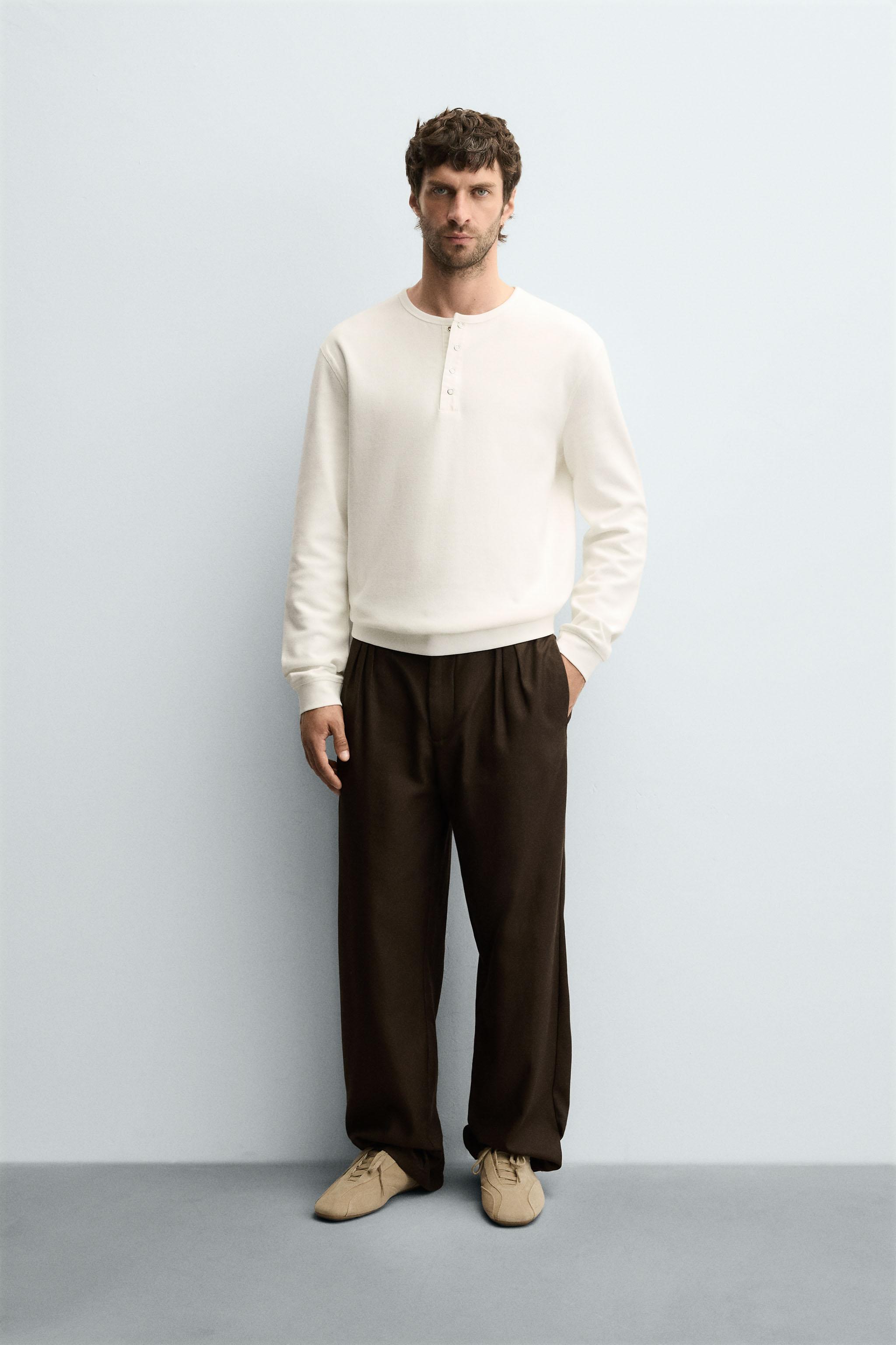 RIBBED BUTTON-FRONT TOP - Oyster-white | ZARA United States