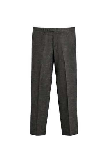 Zara PANTALONE REGULAR FIT OD ODELA SA STRUKTUROM – tamnosmeđa