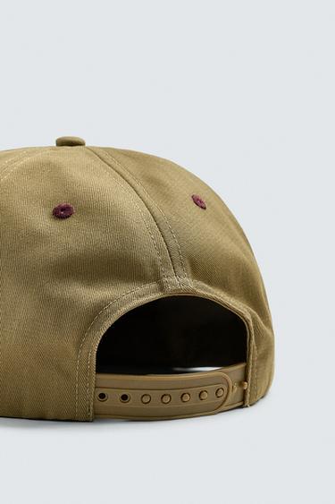 EMBROIDERED FLAT PEAK CAP - camel by Zara - Image 3