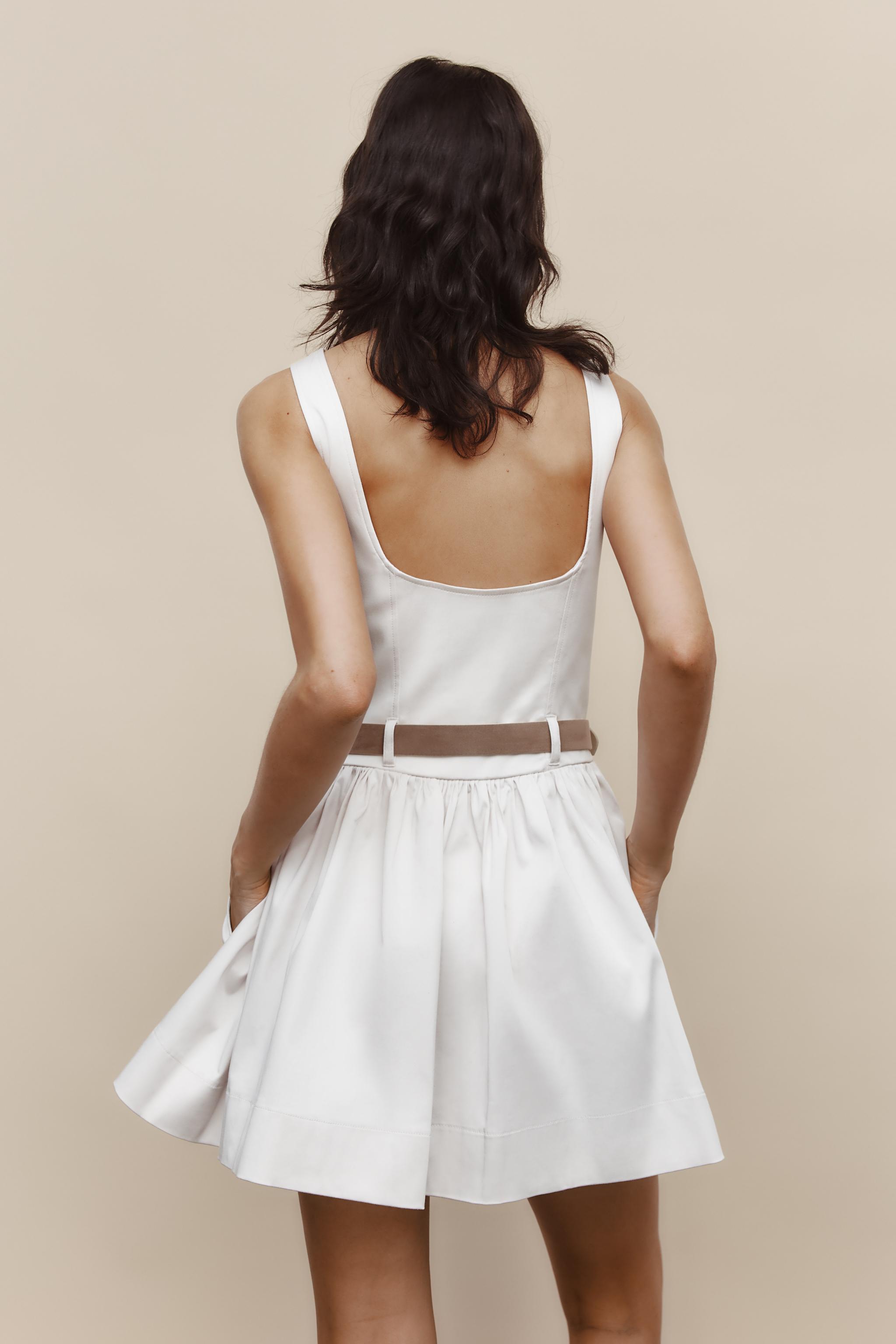FITTED BELTED SHORT DRESS - Stone | ZARA United States FITTED BELTED SHORT DRESS - Stone | ZARA United States