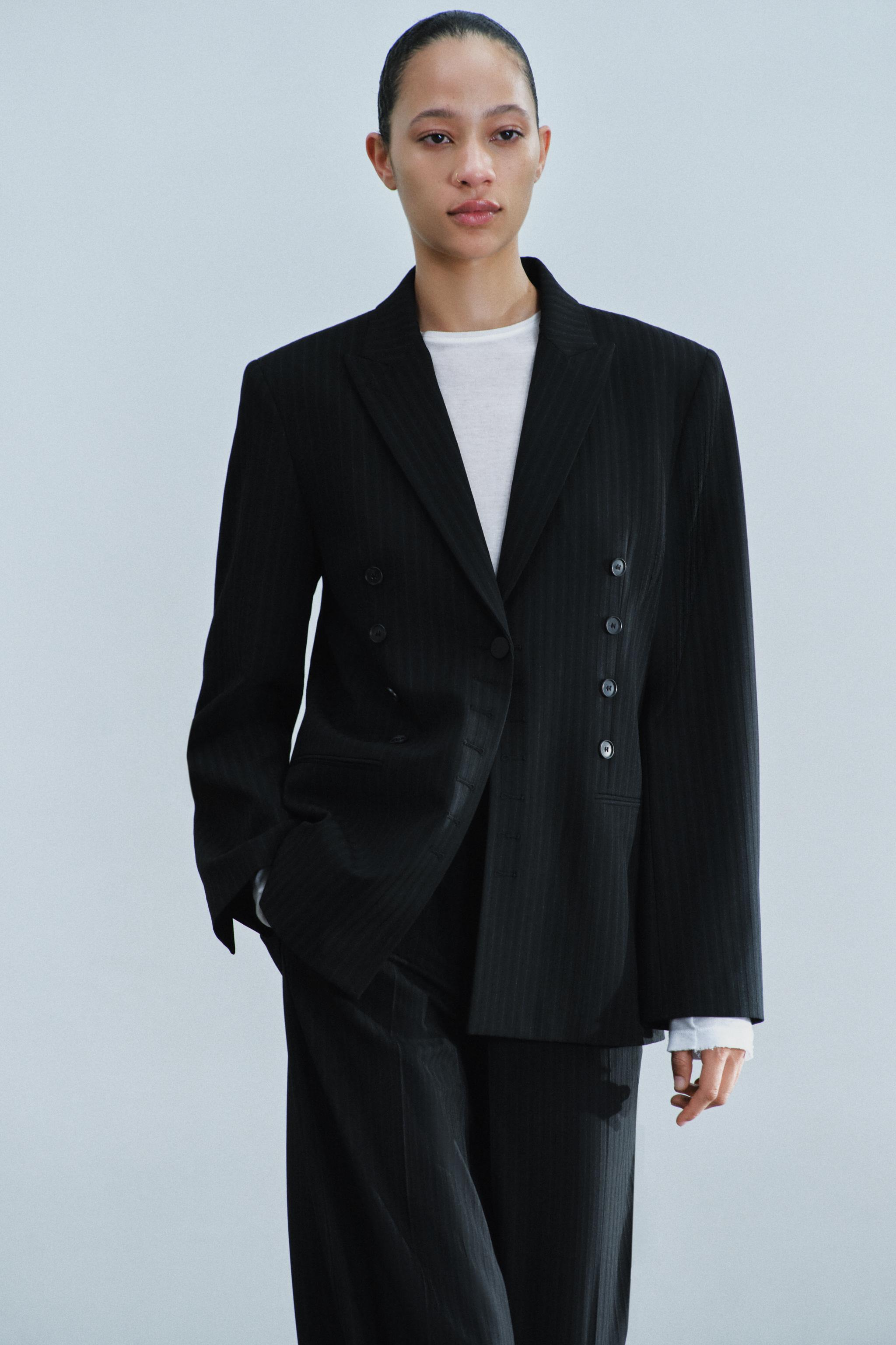 ZW COLLECTION ストライプ ブレザー - ブラック | ZARA Japan / 日本