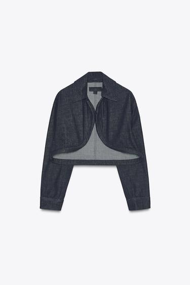 Zara ZW COLLECTION DENIM BOLERO JACKET - Blue
