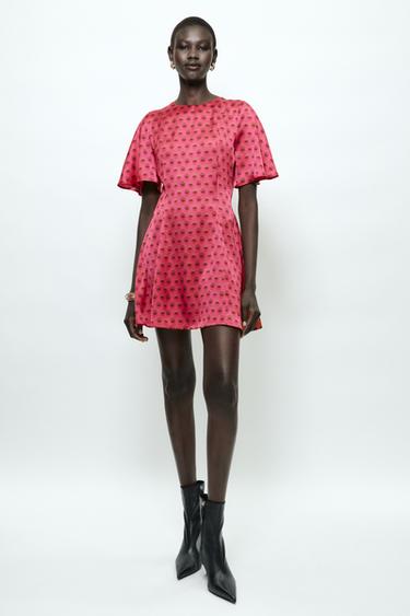 VESTIDO MINI ESTAMPADO - Fucsia de Zara