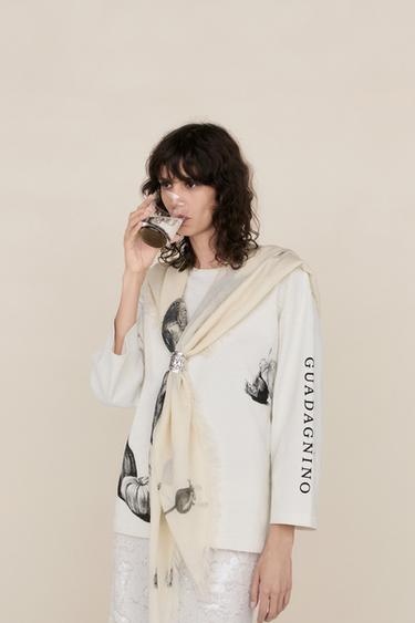 CONTRAST PRINT REGULAR FIT T-SHIRT — ecru-white 1