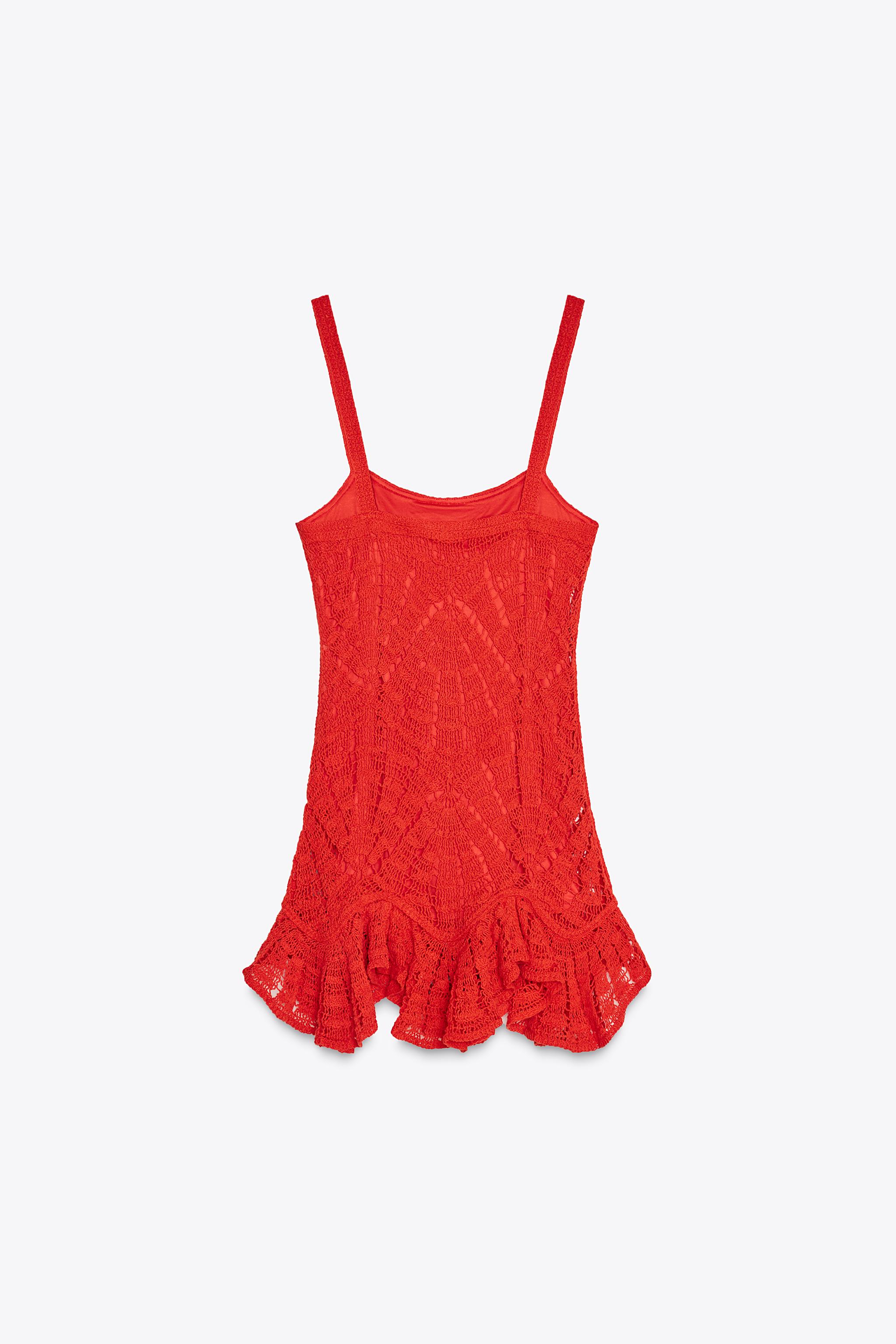 CROCHET PEPLUM DRESS - Red | ZARA United States