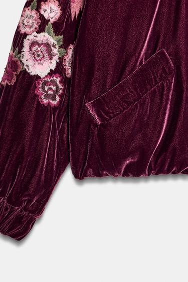 VESTE MATELASSÉE VELOURS BRODÉE - Prune de Zara - Image 7