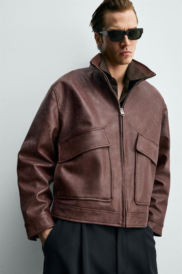 ZARA WASHED LEATHER EFFECT JACKET