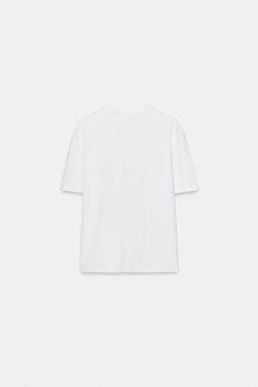 T-SHIRT FLEUR VOLUME - Blanc de Zara - Image 6