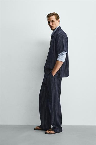 CHEMISE RELAXED FIT JACQUARD RAYURES - Bleu de Zara - Image 3