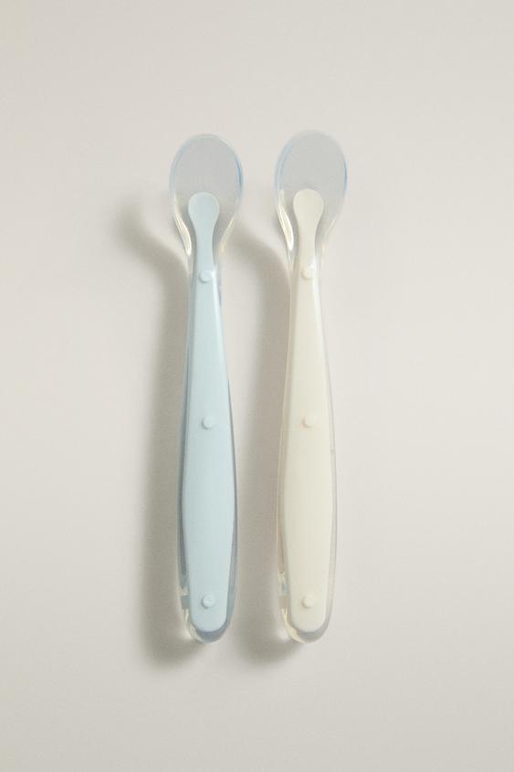 SET OF 2 CHILDREN'S SILICONE SPOONS - أزرق الخاص بـ Zara - صورة 0