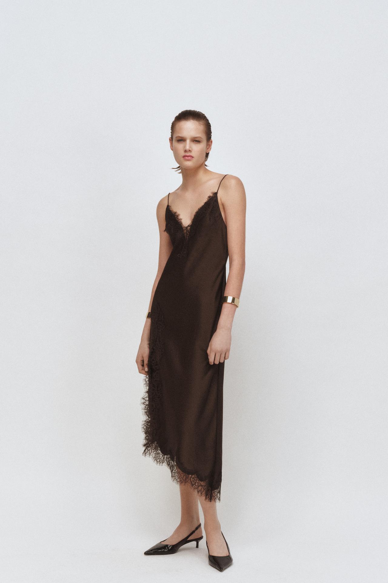 Zara ZW COLLECTION SATIN LACE DRESS