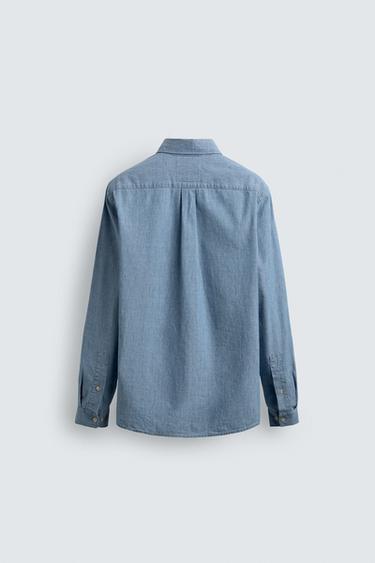 CHEMISE RELAXED FIT CHAMBRAY - Bleu moyen de Zara - Image 7