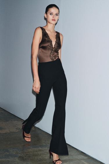 Zara FLARE VENTED PANTS ZW COLLECTION - Black - Image 0