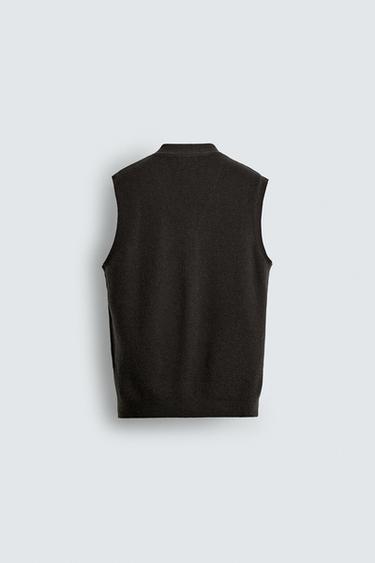GILET EN MAILLE LAINE ET CACHEMIRE - Marron de Zara - Image 7