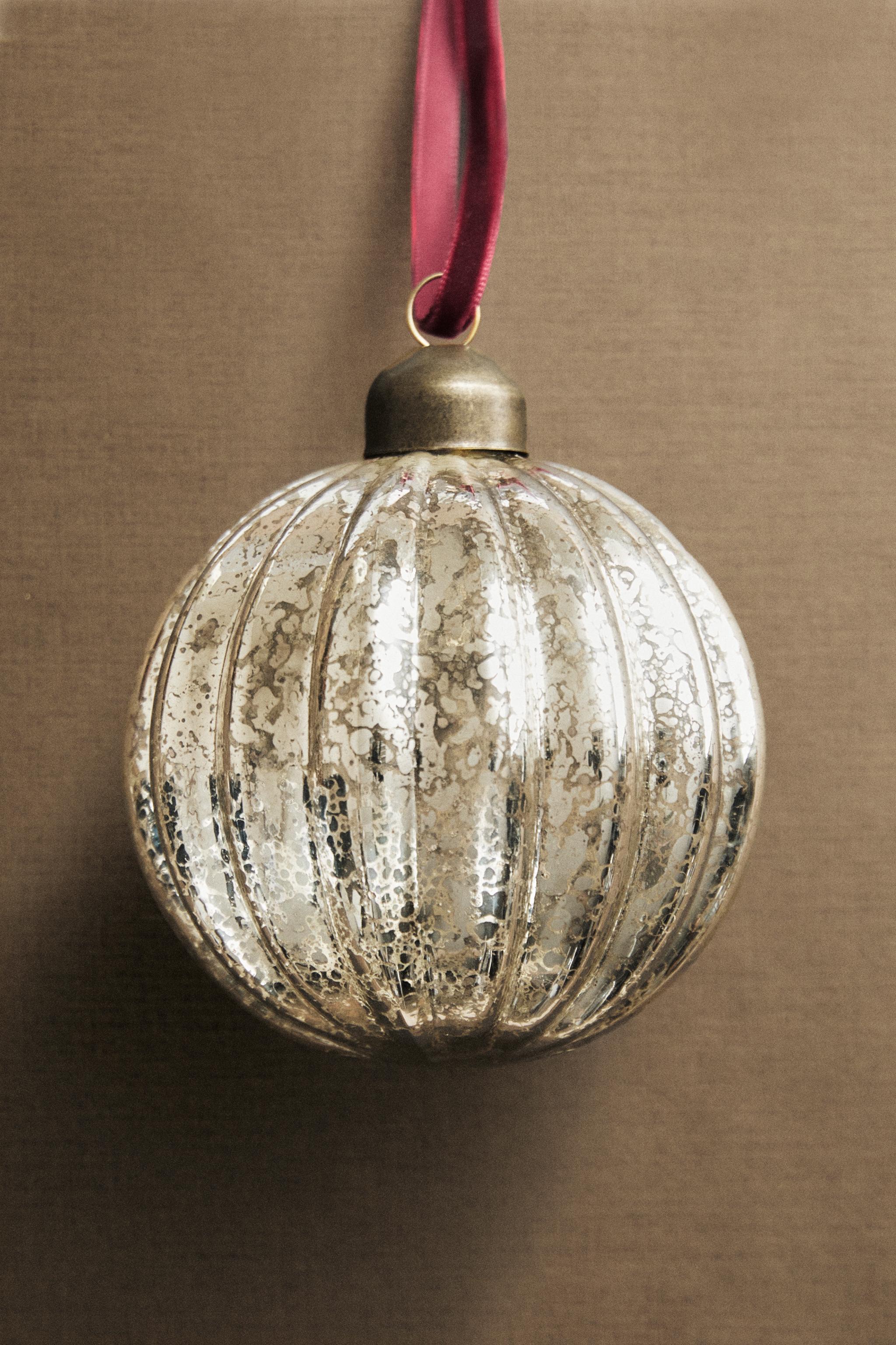 MERCURIZED STRIPED CHRISTMAS TREE BALL ORNAMENT