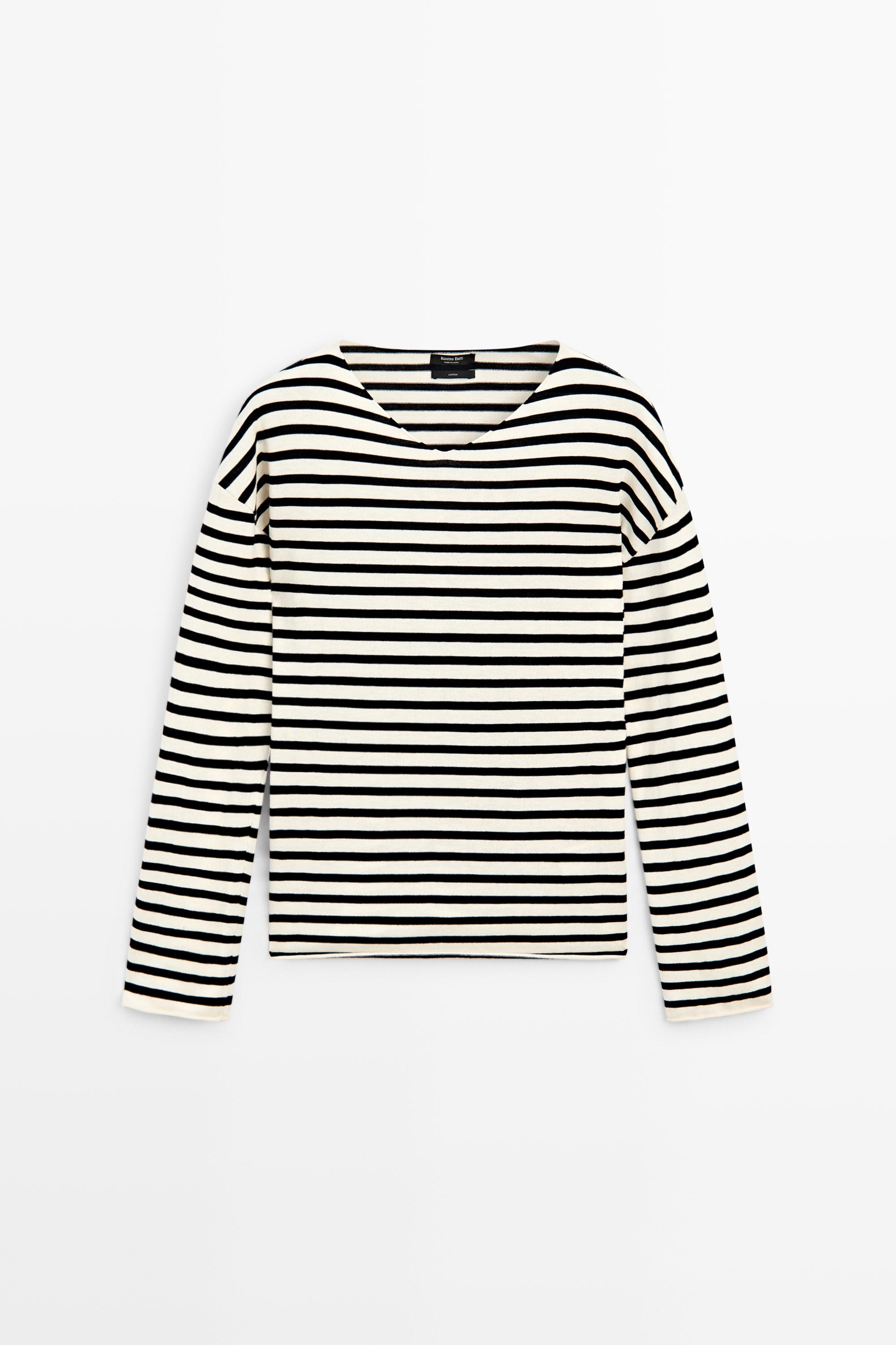 100% cotton long sleeve striped sweater