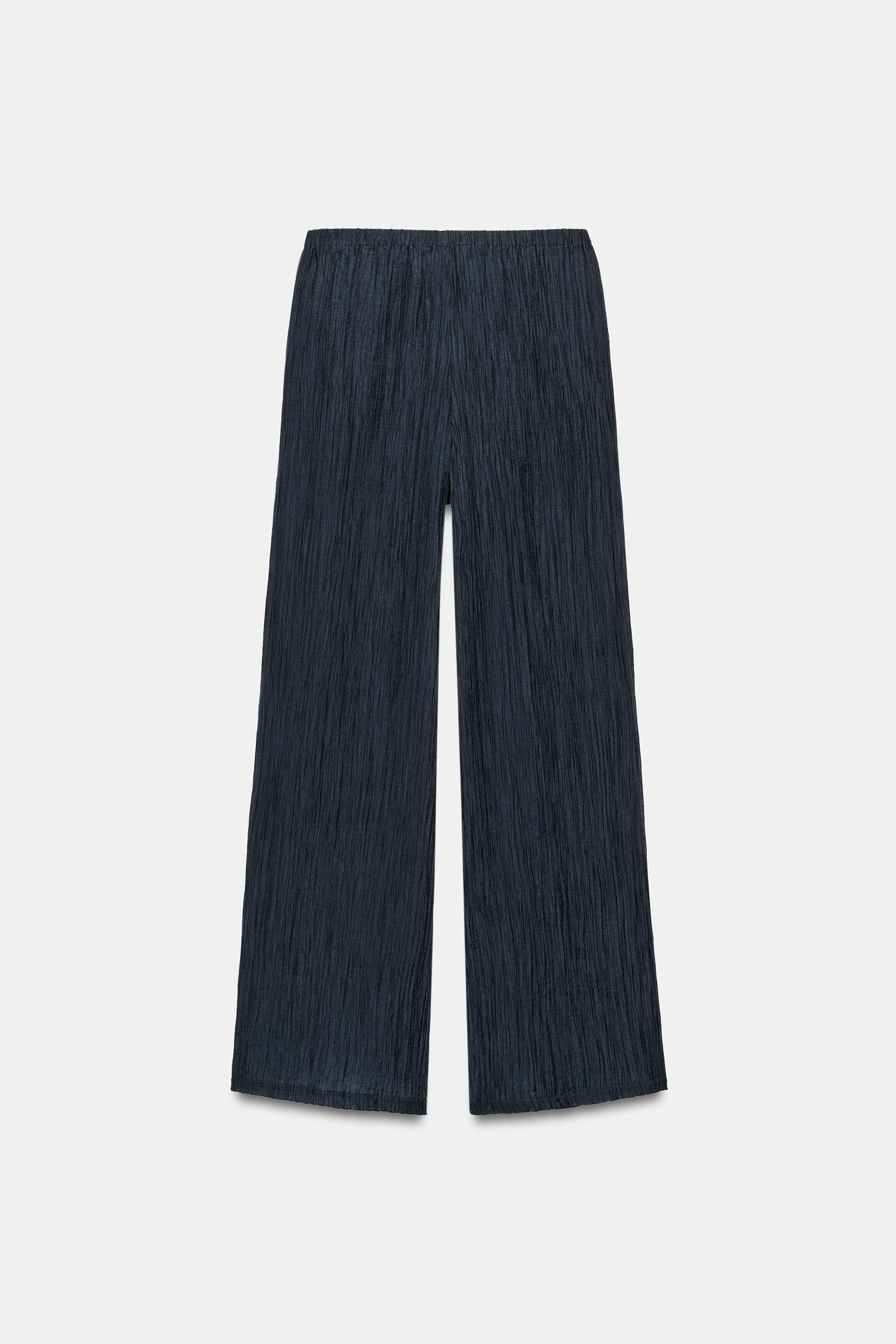 Zara YARI TRANSPARAN KIRIŞIK GÖRÜNÜMLÜ PANTOLON görsel 5