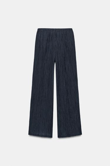 PANTALON EFFET FROISSÉ - Bleu marine de Zara - Image 4