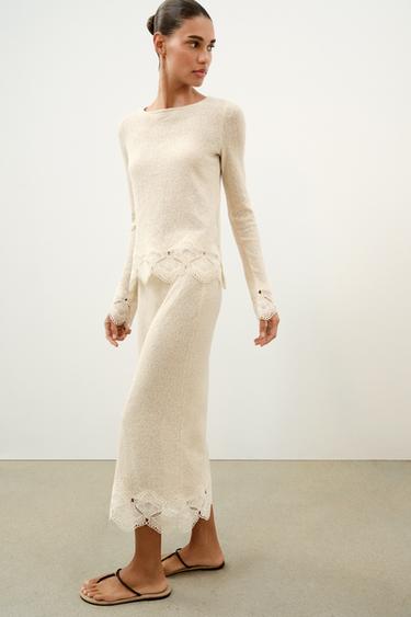 FUND RUSTIK ME GREP - Ngjyrë rëre nga Zara