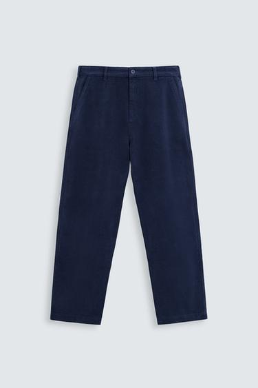 REGULAR FIT LYOCELL/COTTON TROUSERS - Bluish by Zara