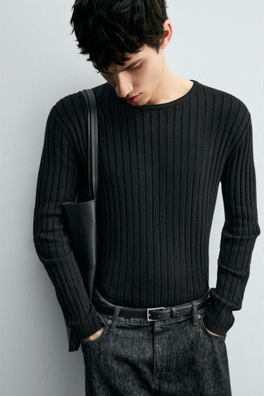 RIBBED TEXTURED JUMPER - Black by Zara - Image 4
